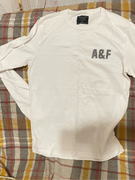 Abercrombie & Fitch Tops - Abercrombie & Fitch White Kids Long-Sleeve Crew with A&F Chest Logo